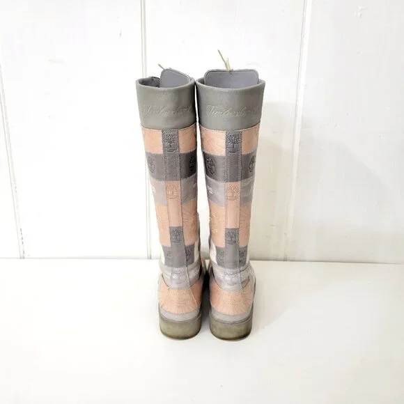 Timberland Patchwork Lace-Up Knee High Boots Size 10 - Picture 8 of 11